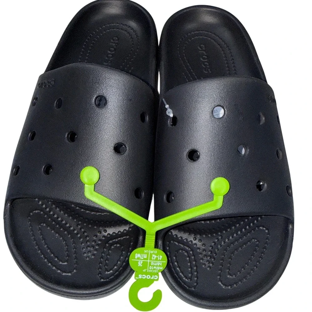 Crocs Classic Slide v2 Black Sandals Mens 8 Womens 10 209401-001